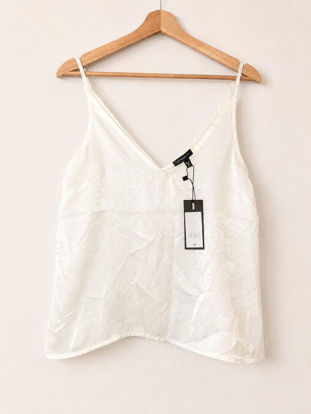 Dynamite Ivory Satin V-Neck Camisole